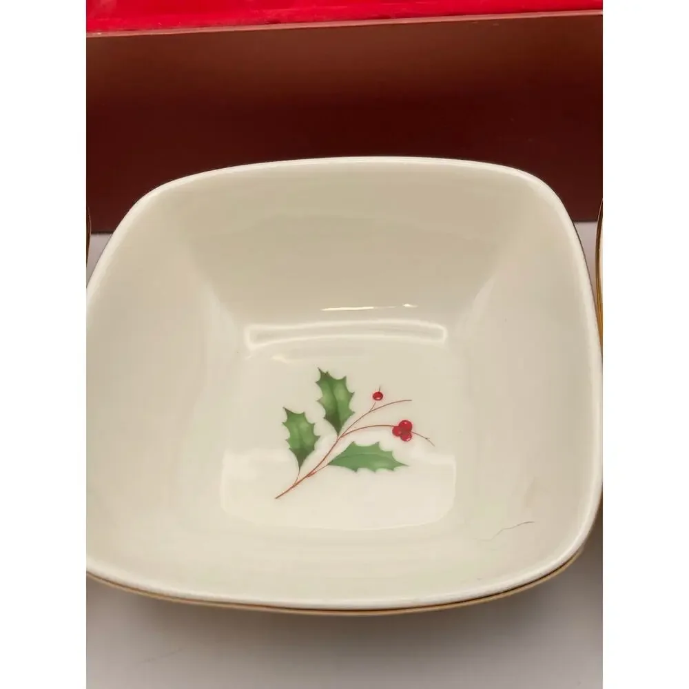 Lenox Holiday Christmas Holly Berry Dipping Bowls Set of 3 in Original Box
